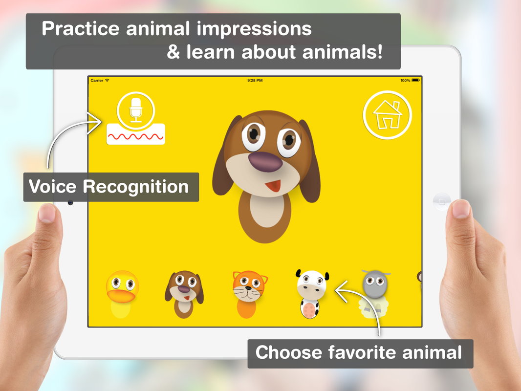 DuckyDo on an iPad: practice animal impressions and learn about animals with voice recognition